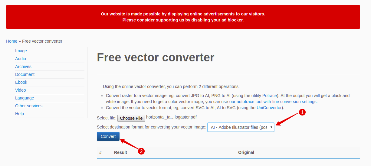 Select AI Format And Convert