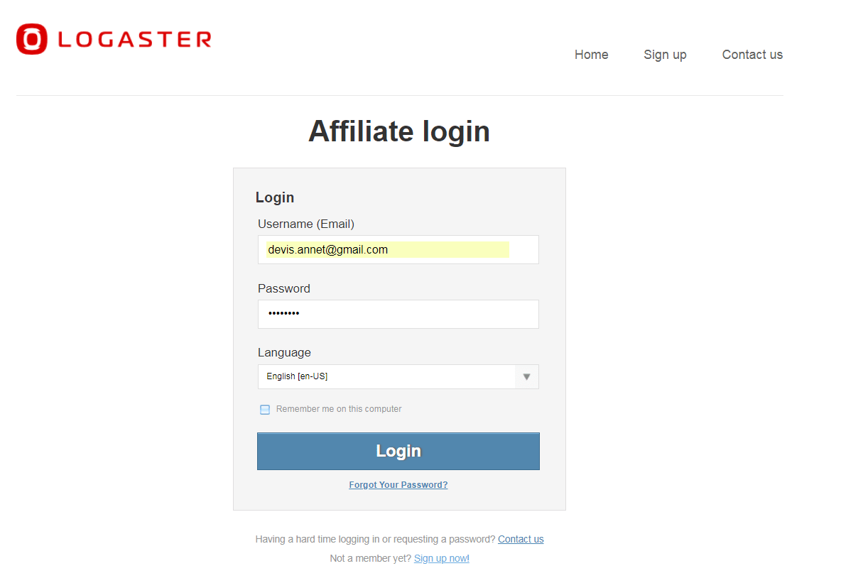 affiliate login