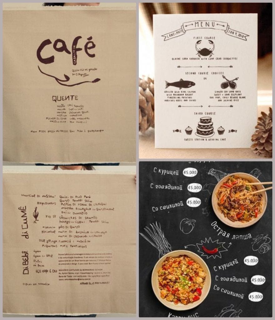 menu examples